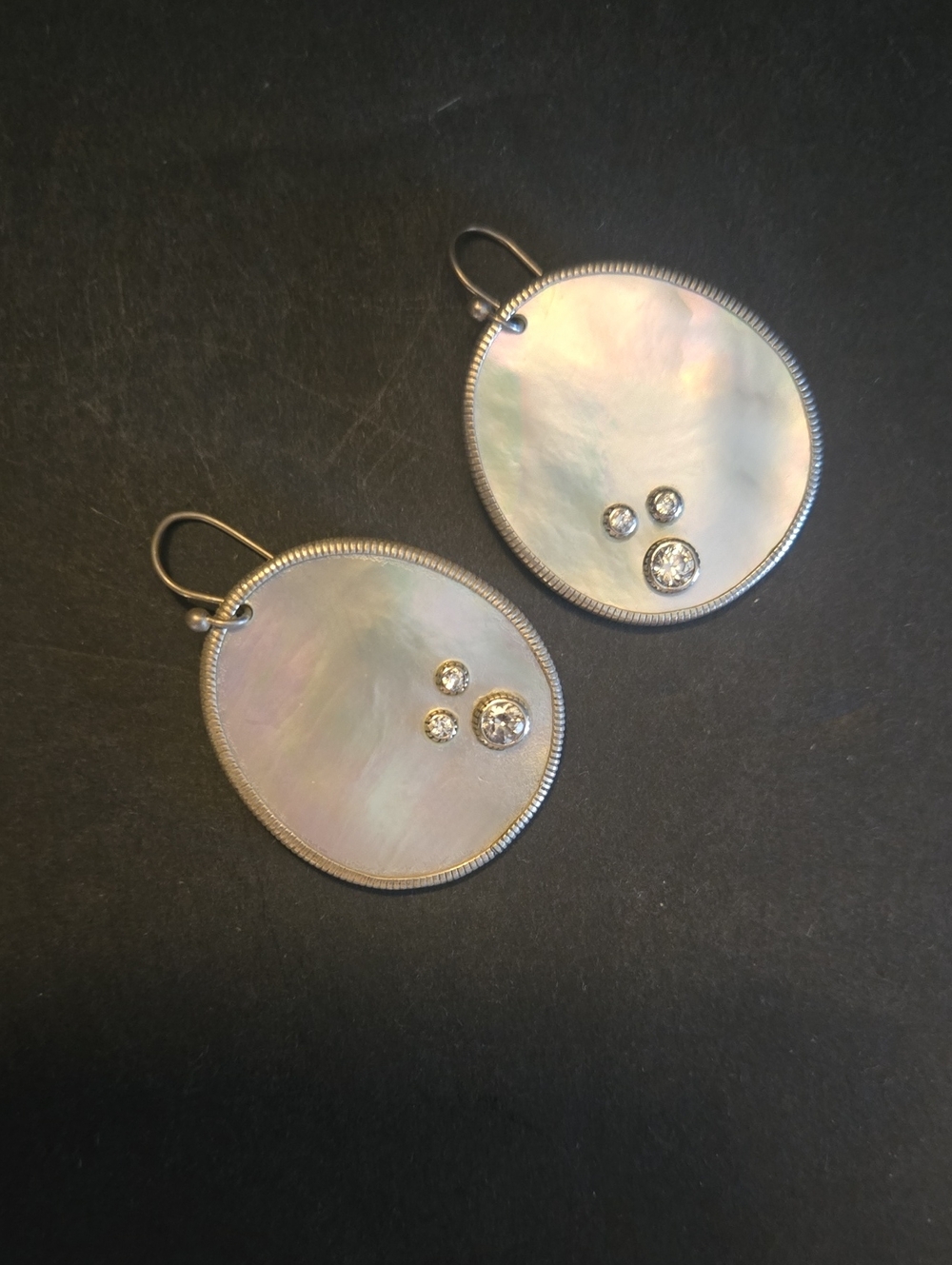 Silpada Mother-of-Pearl Drop Earrings with CZ Accents